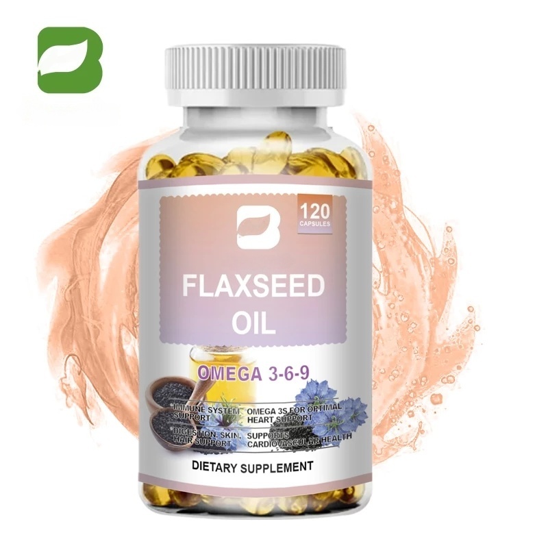 Organic Flaxseed Oil Capsule 1000mg Omega 3-6-9 for Cardiovascular Health Cognitive 120pcs