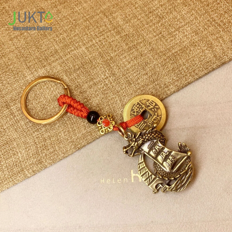 JUKTA [COD] Gantungan Kunci Feng Shui Hoki | Liontin Kuningan Pixiu / Kucing / Naga / Lonceng | Gant