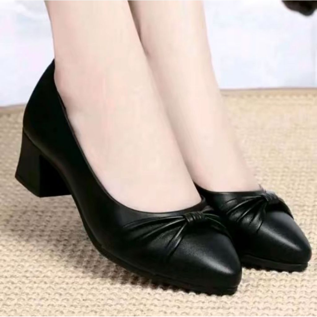 Sepatu fantopel wanita hak tinggi model pita ikat