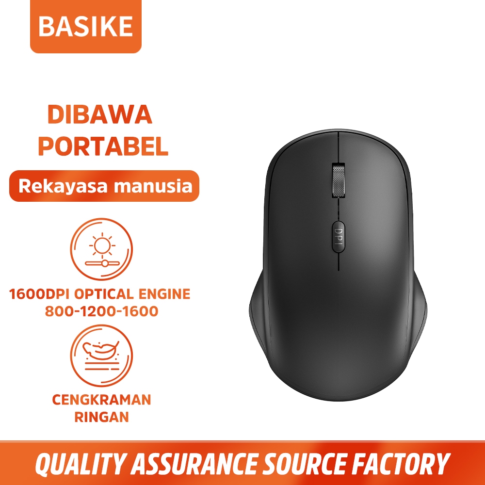 BASIKE Mouse Wireless Bluetooth 2.4Ghz Silent Click Gaming Mini mice untuk PC Laptop Tablet Mac HP