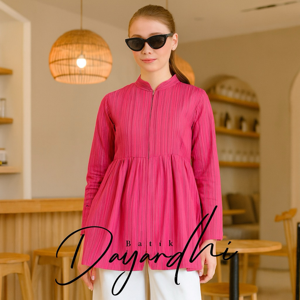 Dayardhi Baju batik wanita kerja baju lurik batik lurik pink