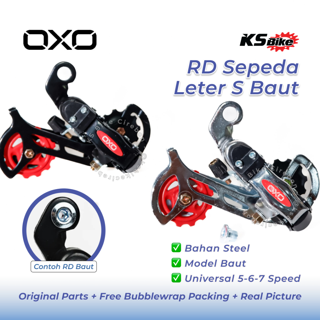 RD OXO 60A Rear Derailleur Sepeda 6 7 Speed | RD OXO 60A Baut Hitam Silver | OXO RD-60A Without Brac