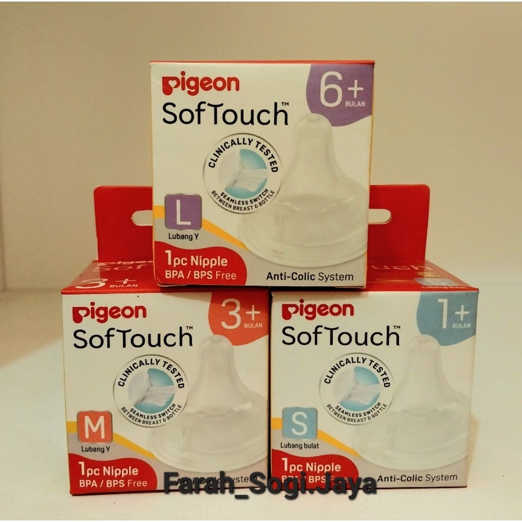 Pigeon Nipple Soft Touch For Wide Neck Bottle | Puting Dot Leher Lebar