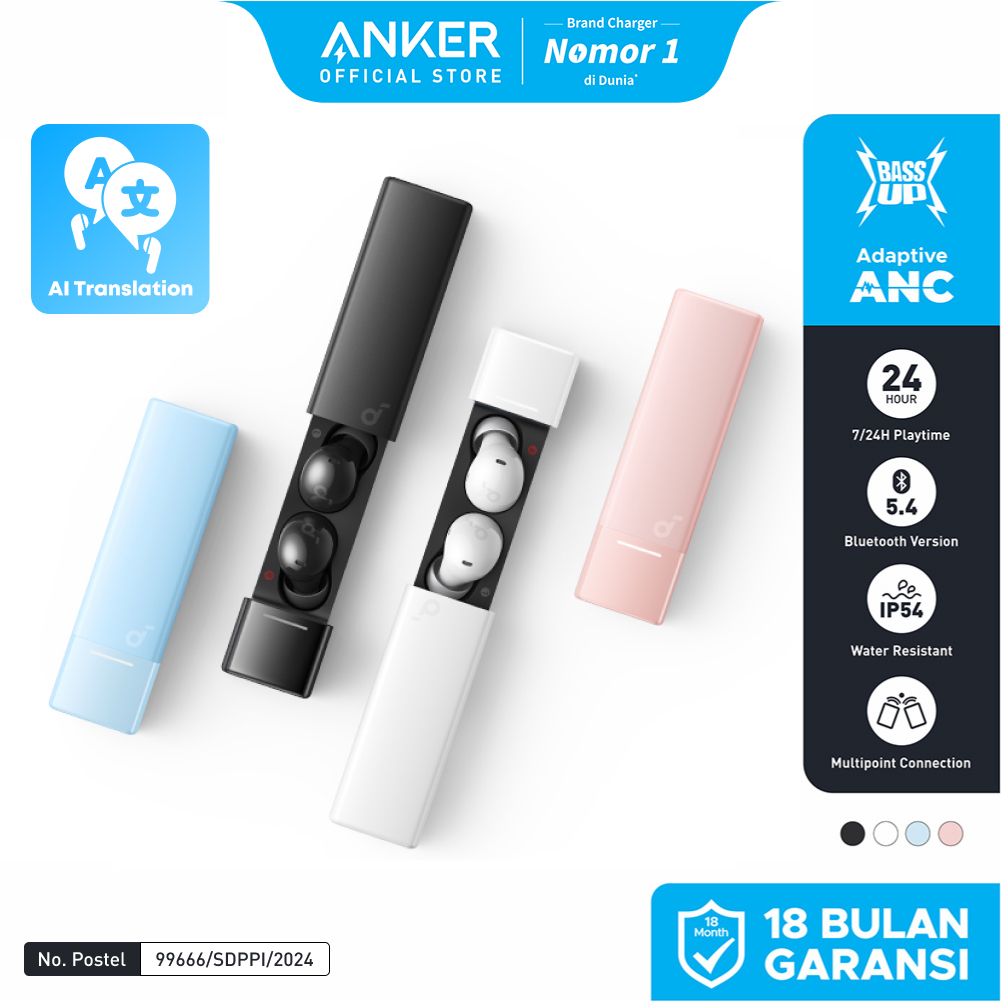 (NEW LAUNCH) Soundcore Anker A30i NC Earbuds Adaptive Noise Canceling Headset Wireless Earphone Blue