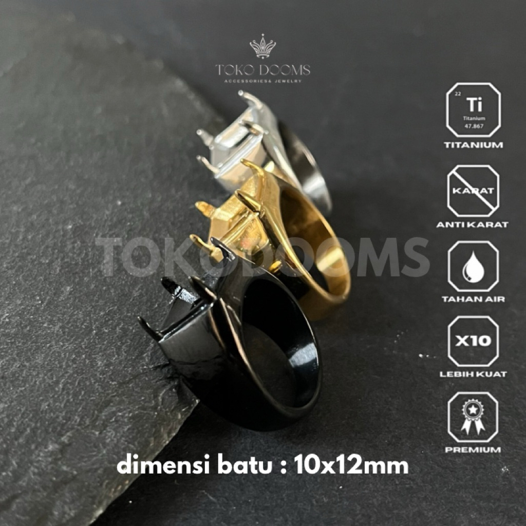 cincin ring emban cakar polos 2 [TITANIUM] 10x12 elegan super halus