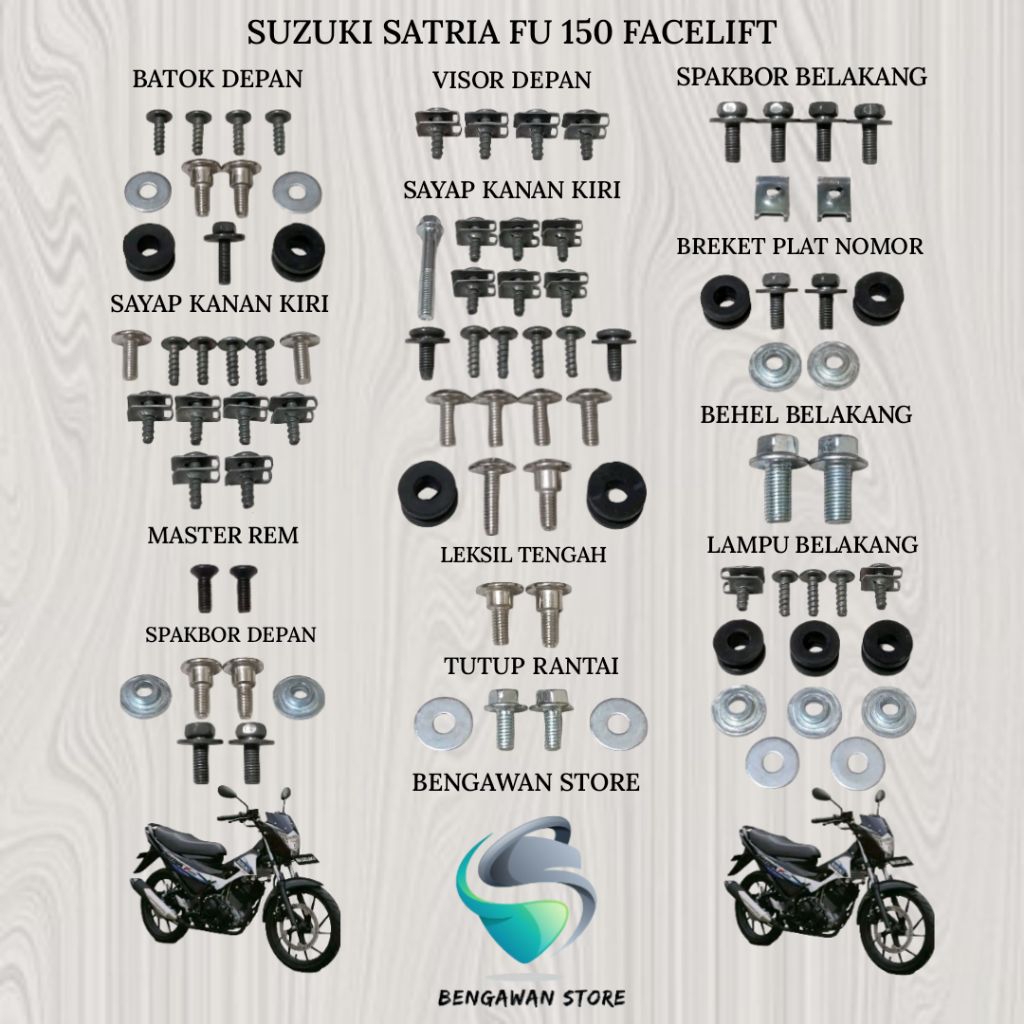 Baut Full Set Cover Bodi Body Suzuki Satria FU 150 Facelift SCD 2 L4 / P12