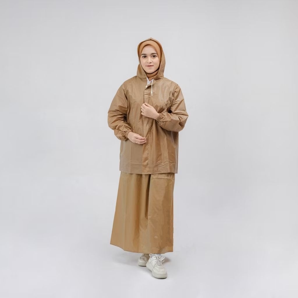 Mantel Jas Hujan Model Rok Premium Distro - Wanita