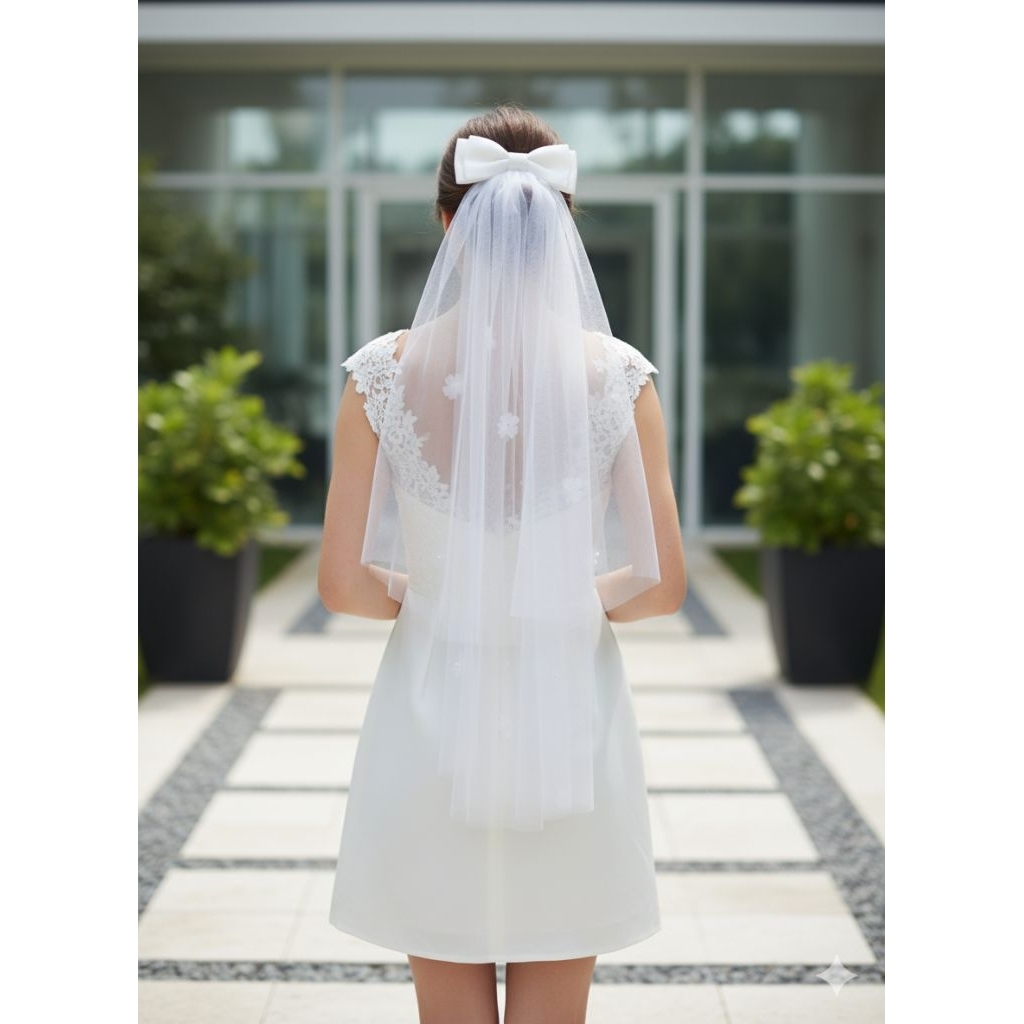 wedding veil bunga organza pita satin
