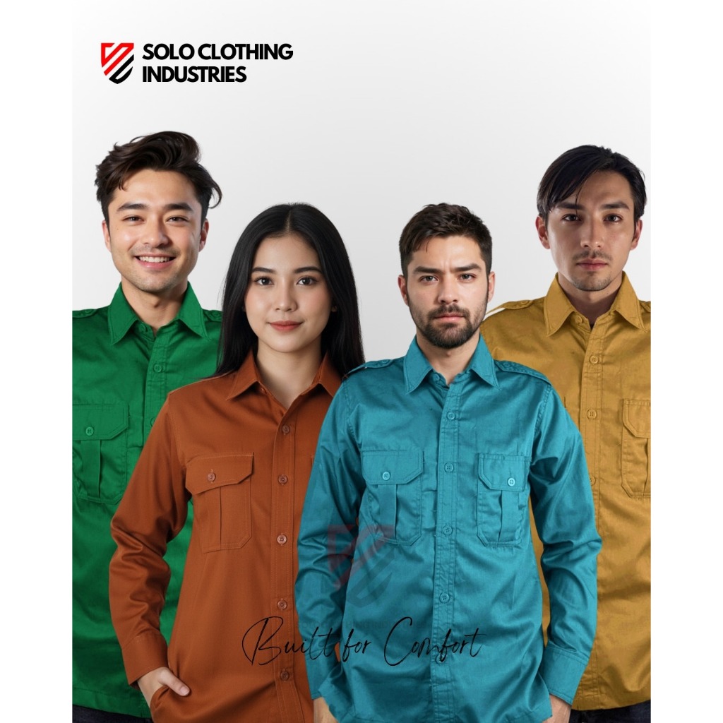 Baju Polos Panjang Pria/ Wanita Warna Hijau Fuji, Merah Bata, Biru Turkis, Kuning Mustard untuk Sera