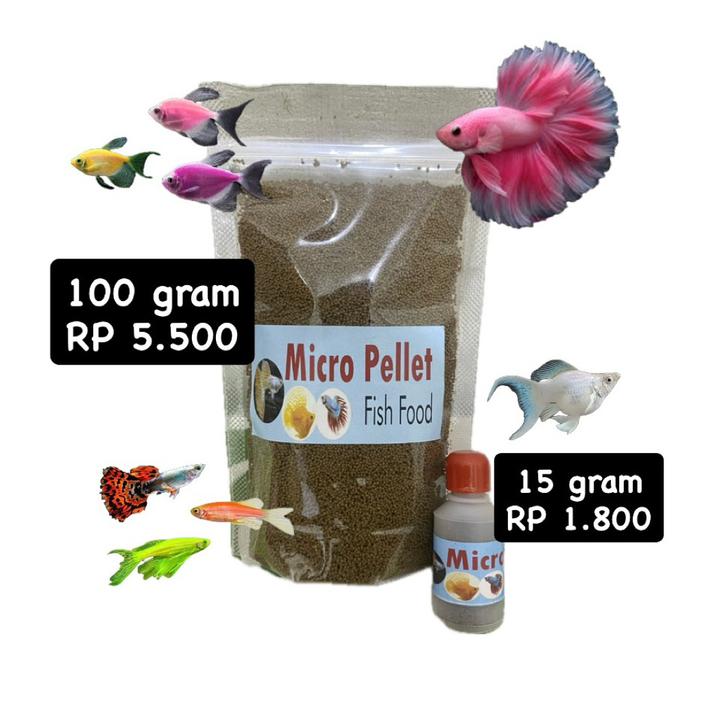 MICRO PELLET PF 500 PAKAN IKAN HIAS CUPANG GUPPY MOLLY