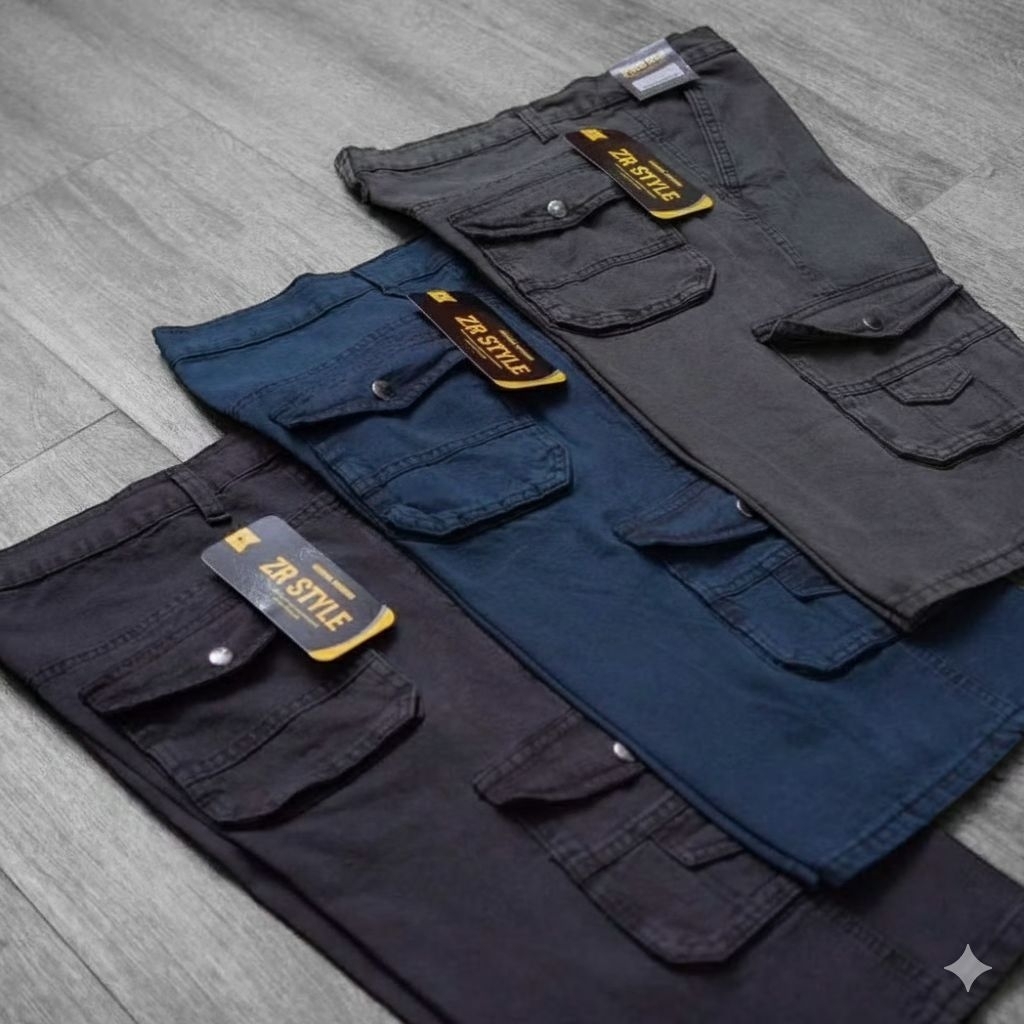 Celana Cargo Pendek Pria Tebal Bahan Canvas Semi Jeans