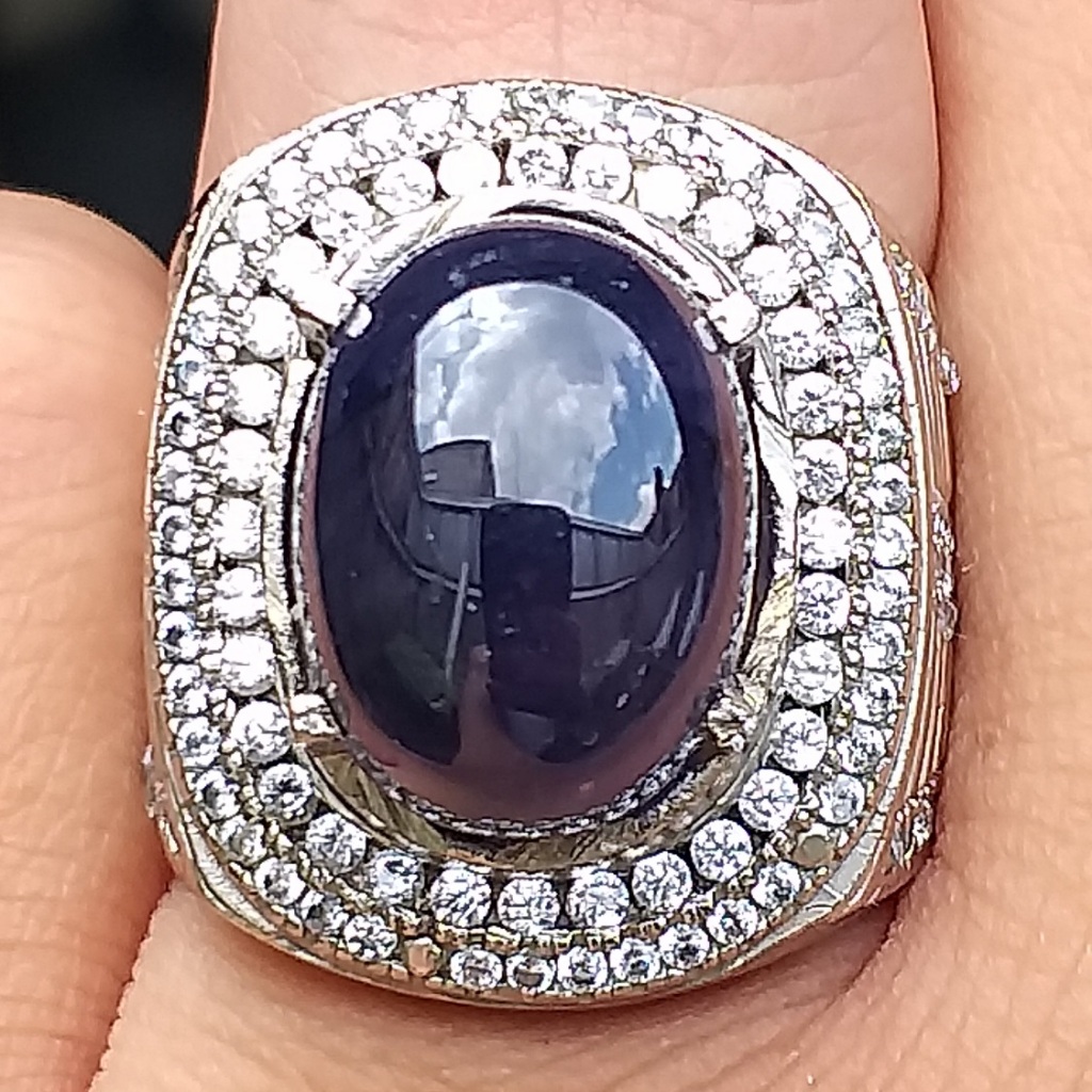 Cincin Blue Sapphire Madagascar Memo JGL Natural & Murah