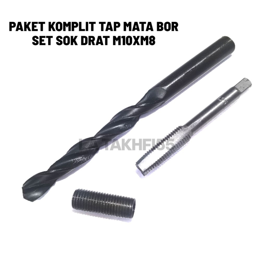 paket komplit Tap mata bor set sok drat m10xm8 dalam baut 12 luar baut 14 baut kunci 12 bukan baut k