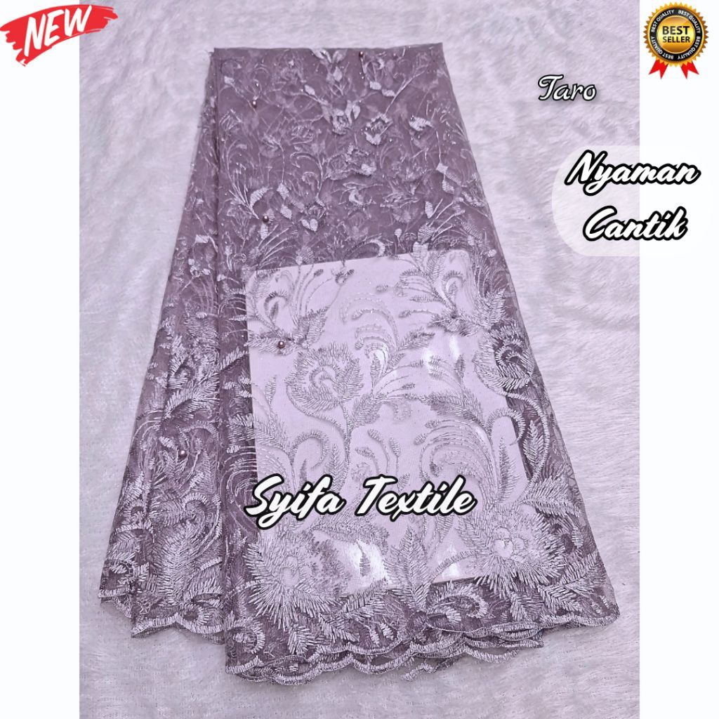 NEW SALE. Kain Brokat Meteran (harga stengah meter) Kain Tile Mutiara Bordir Atas Bawah / Kain Bruka