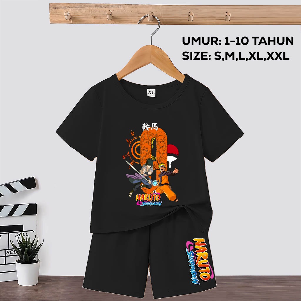 Naruto Baju Anak Umur 1-10 Tahun Naruto Sasuke Setelan Lengan Pendek