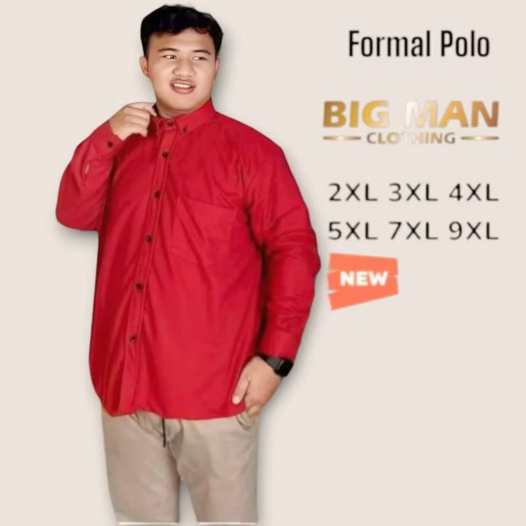 Kemeja Pique Jumbo Lengan panjang XXL xxxl kemeja Pria Big Size 9xl 7xl