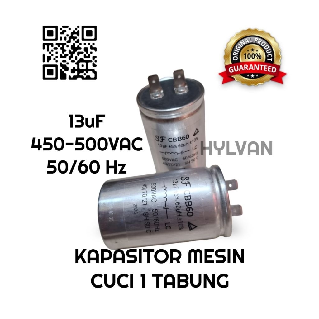 KAPASITOR MESIN CUCI 1 TABUNG 13uF POLYTRON