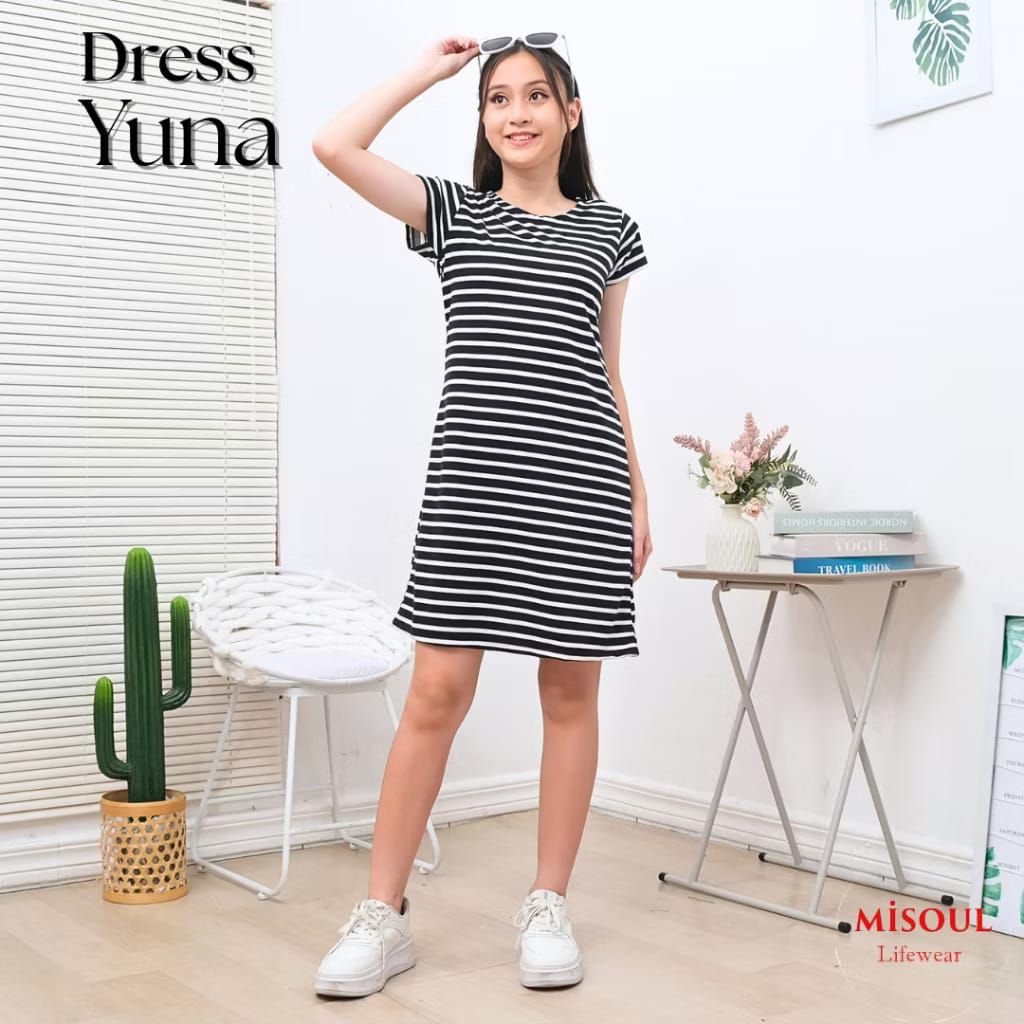 DRESS DASTER WANITA MOTIF SALUR YUNA | CUCI GUDANG KAOS PROMO OBRAL MURAH BERKUALITAS