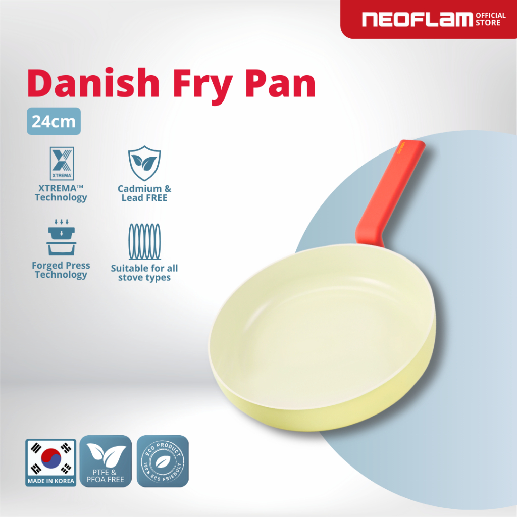 NEOFLAM DANISH Forged Frying Pan 24CM  - Wajan Teflon Anti Lengket & Tahan Gores Ceramic Coating
