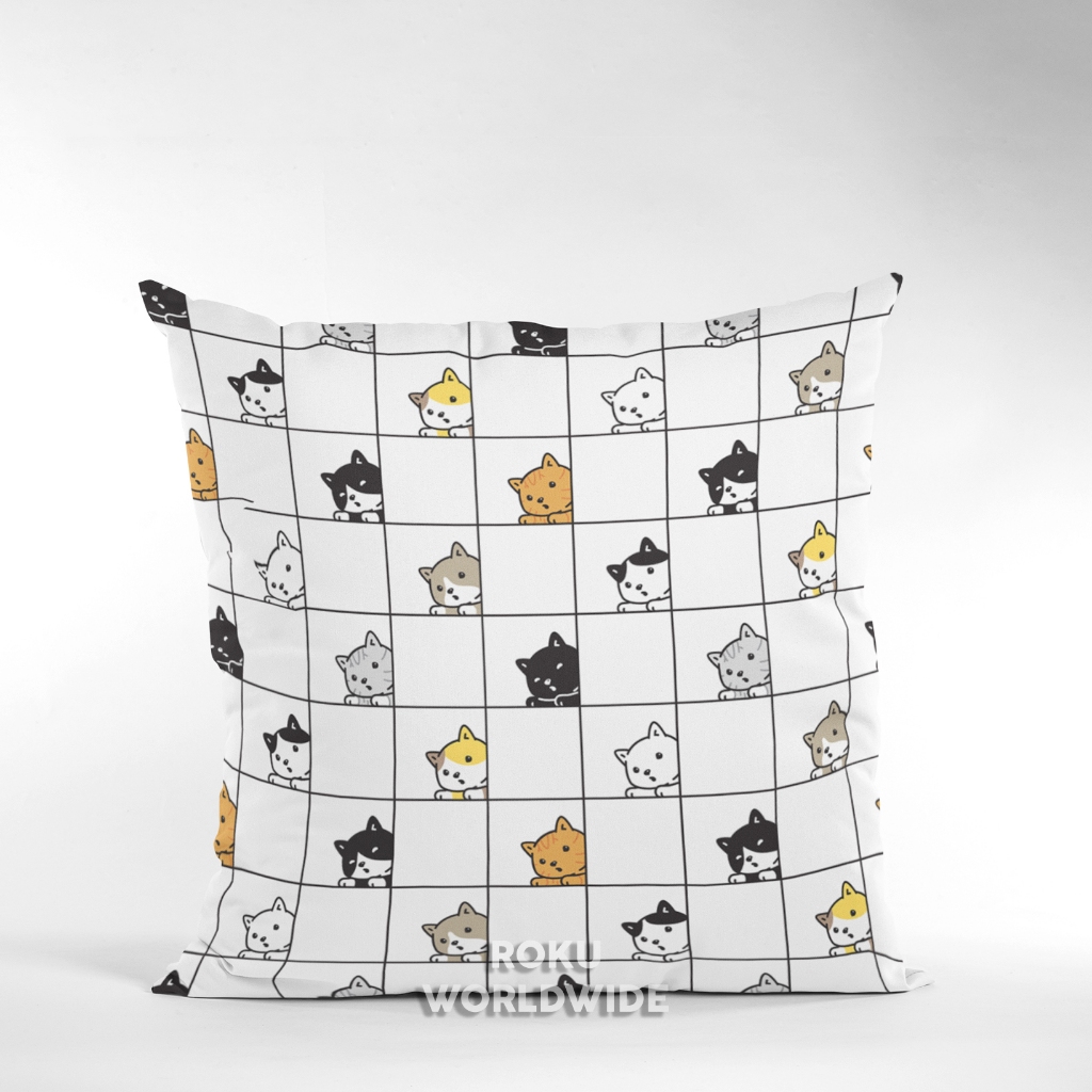 Roku Worldwide Bantal Sofa Aesthetic Karakter Kucing Hewan Binatang Dekorasi Hiasan Kamar KU663
