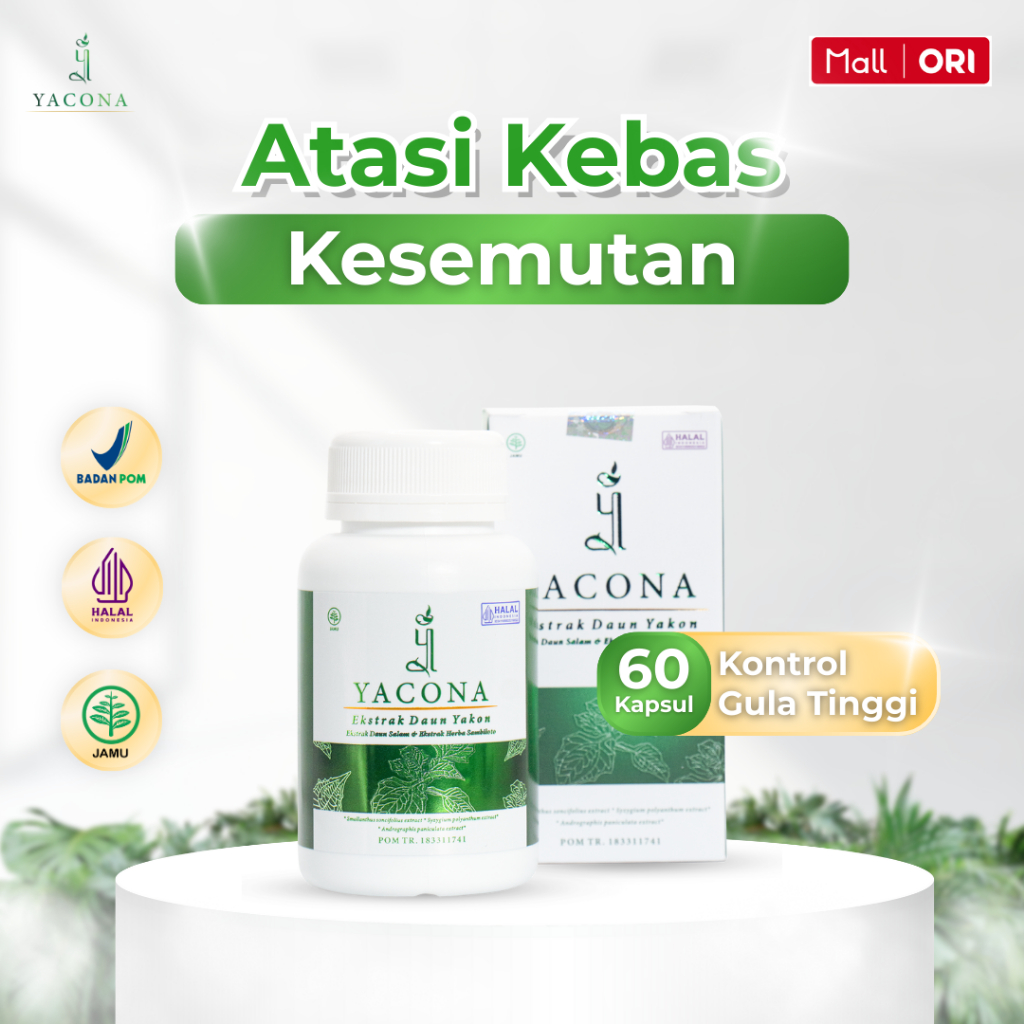 Yacona Kapsul Diabetes Mengatasi Kebas dan Kesemutan 1 Botol 60 Kapsul BPOM Halal MUI