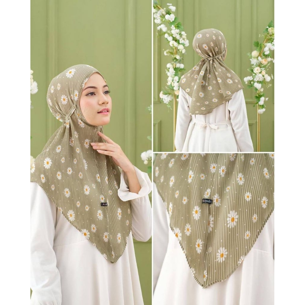 [Grosir Hijab10pcs] Hijab Bergo Plisket Daysi by Aisyah Jilbab Bergo Tali Motif Jilbab Plisket Jilba