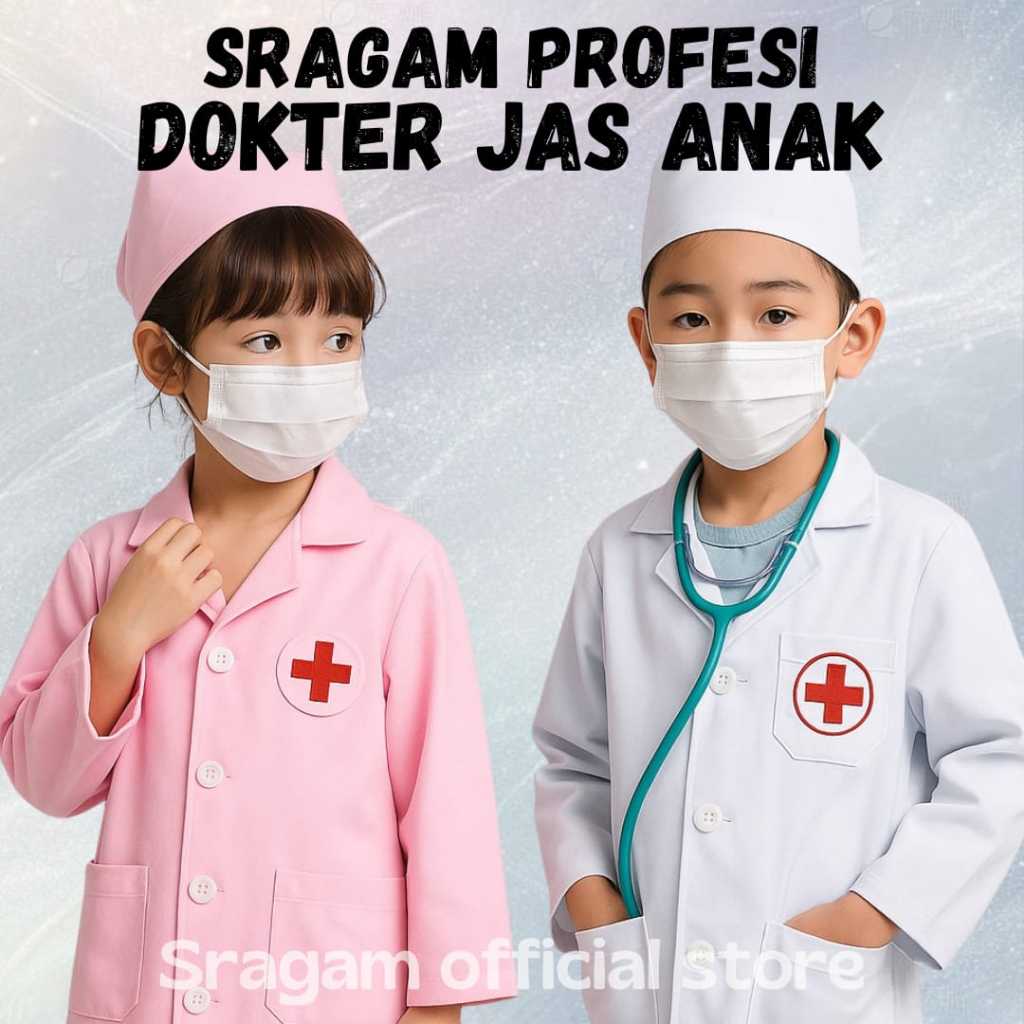 SRAGAM - Baju Profesi Anak Jas Dokter/ seragam jas dokter anak /baju jas dokter anak nyaman dipakai 