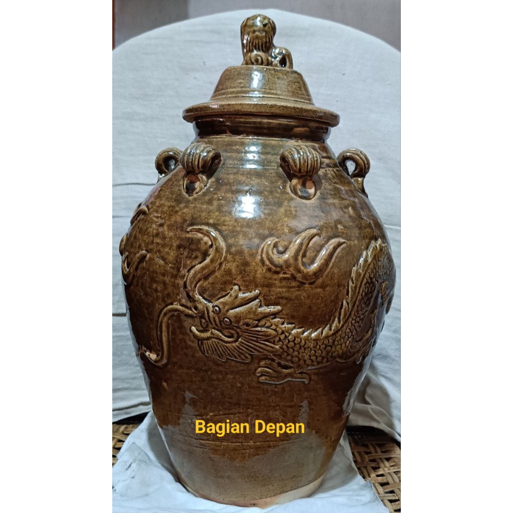 Tempayan (Guci) Motif Naga Pajangan Rumah