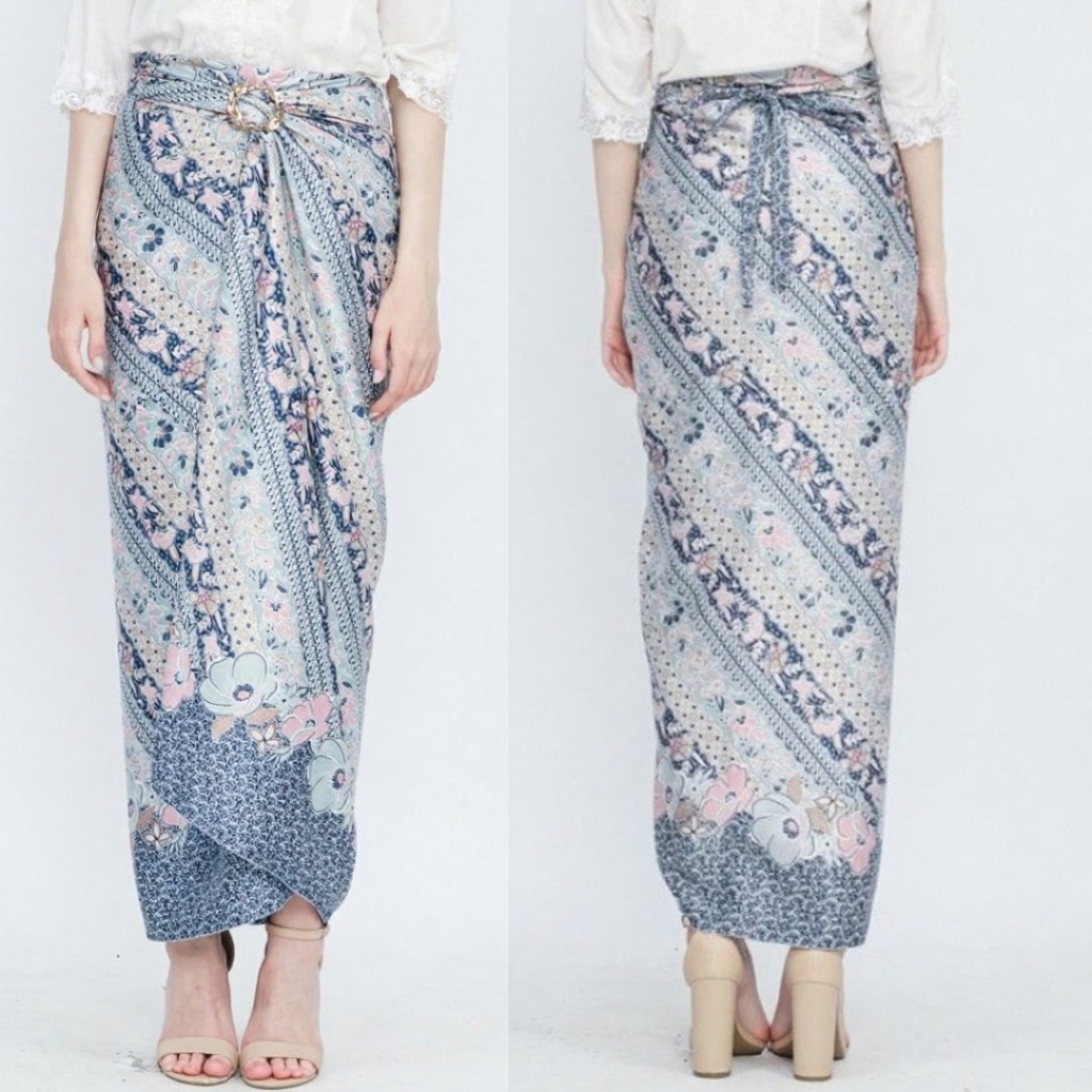 Rok Lilit Batik Kimi Biru/Bawahan Rok Kain Lilit Wisuda Wanit Aneka Pilihan Warna
