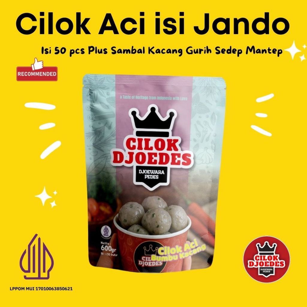 Cilok Aci Isi Jando Bumbu Sambal Kacang isi 50 pcs – Cilok Kenyal Pedas Gurih Isi Gajih dan Tetelan