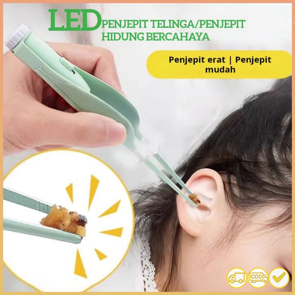 Alat pembersih telinga bercahaya, penjepit telinga, artefak pembersih telinga anak-anak, alat pember