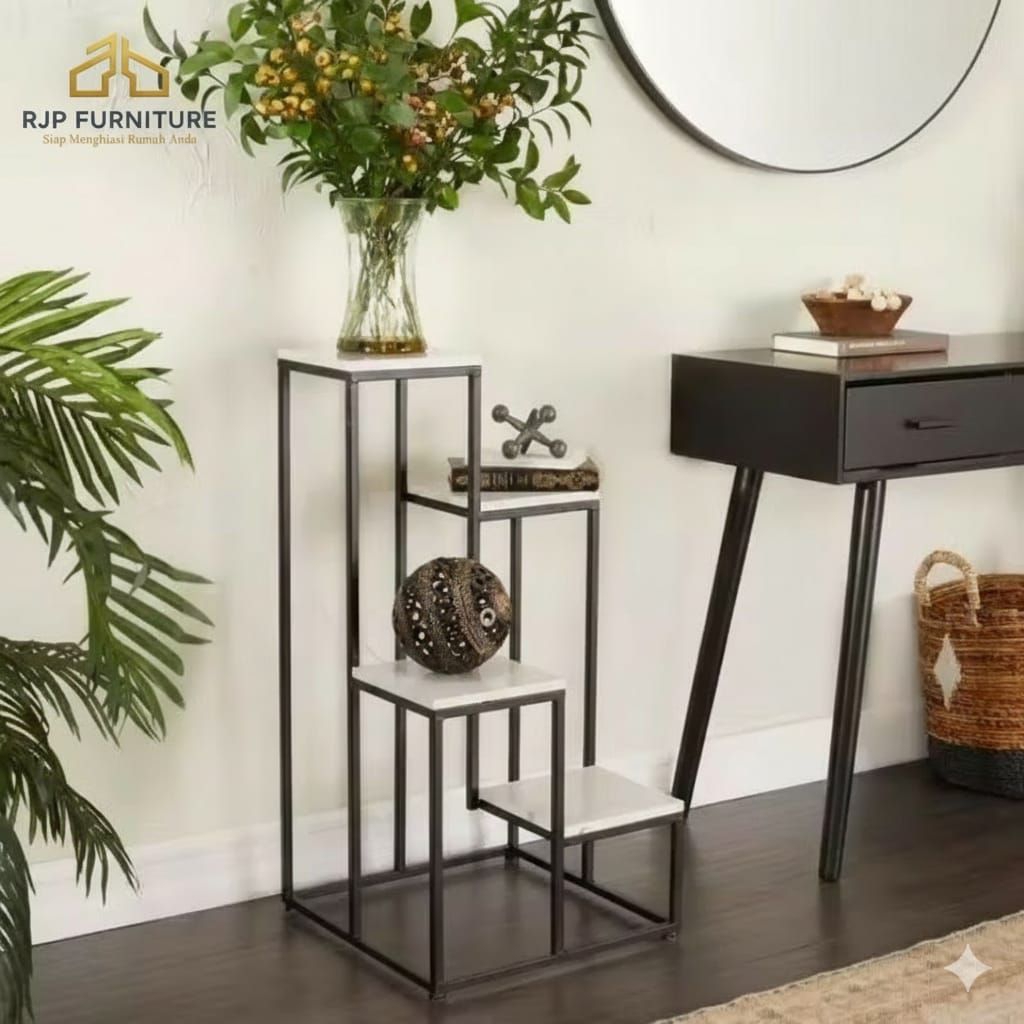 RJP FURNITURE Rak Bunga Pot Standing Rak Tanaman Rak Hiasan Minimalis Modern Aestetic Industrial - K