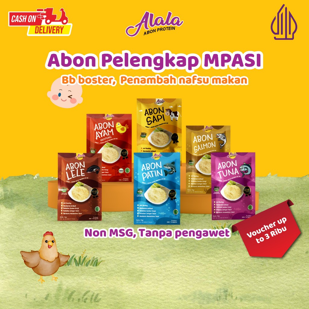 Alala Abon Mpasi Penambah Nafsu Makan Anak Jadi lahap Makan -  Rasa Sapi Ayam Salmon 15gr