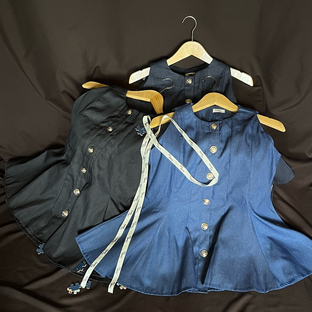 Maheera Peplum Top - Denim Black - Denim Blue - Denim Navy