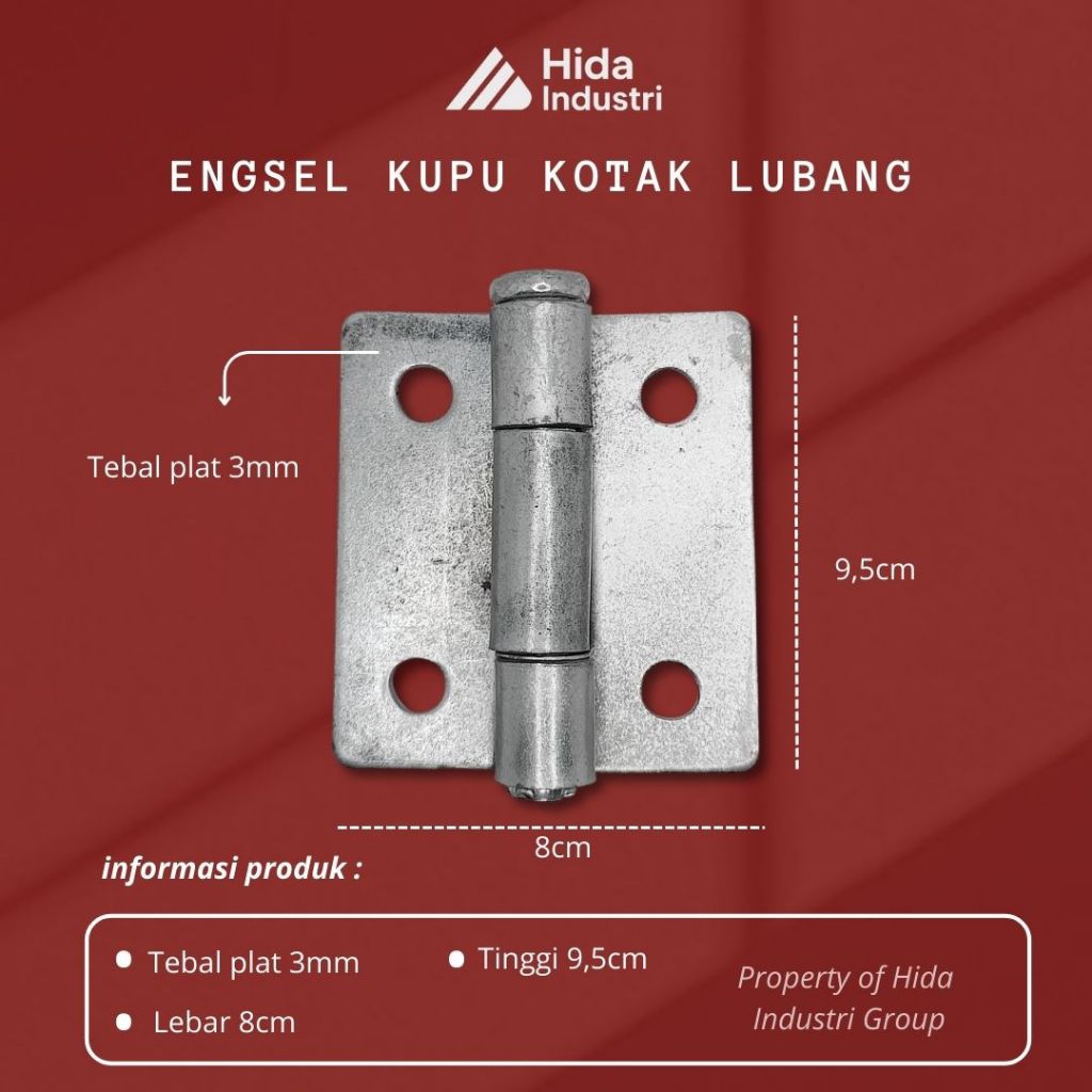 (GROSIR) Engsel Kupu Kotak Lubang - Engsel Kotak Lubang | Aksesoris Pintu Besi Minimalis