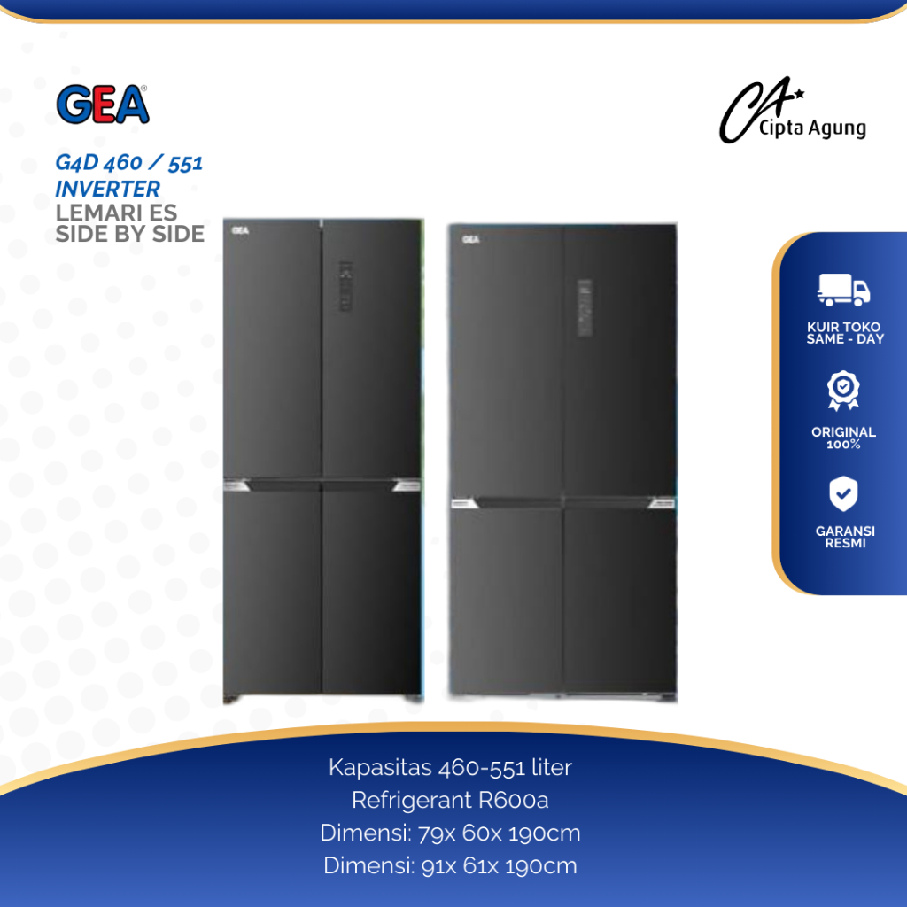 GEA SIDE BY SIDE GEA 460 - 551 LITER G4D-460 / 551 BLACK INOX GEA 551 LITER G4D-551 G4D-551 G4D 460 