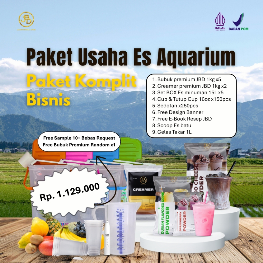 [PAKET BISNIS USAHA ES AQUARIUM] Bubuk Minuman JBD | Modal Kecil Bisnis Es Buah Lengkap SIAP JUALAN