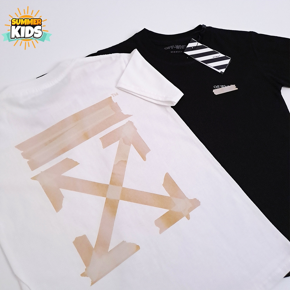 SUMMER KIDS Baju Kaos Anak Distro Laki-Laki Perempuan 1-12 Tahun Import Premium OFF WHITE TAPEBRO