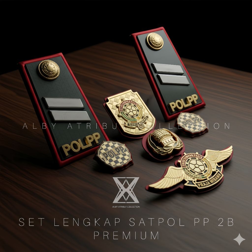 ATRIBUT SATPOL PP LENGKAP / SET LENGKAP POLPP / PANGKAT SATPOLPP 2A 2B 2C 2D LIS BORDIR MERAH