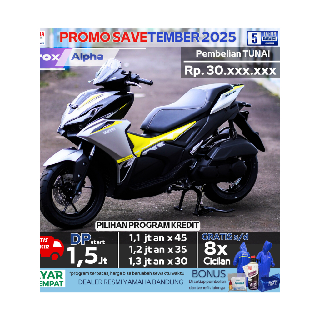 Motor Aerox Alpha 2025 Silver Yellow / Motor Yamaha Aerox Alpha / Aerox Alpha Standar / Motor Matic 