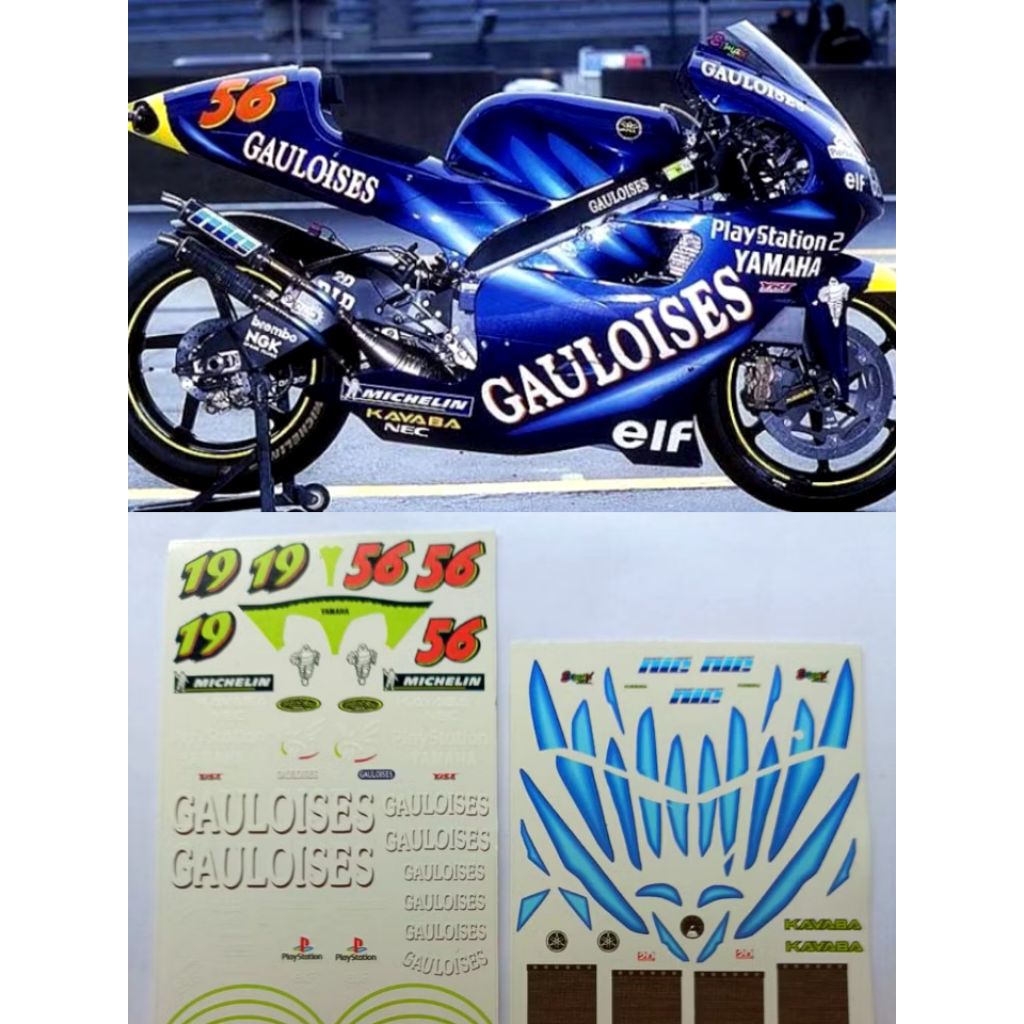 Decal Tamiya Yamaha YZR500 2001 Gauloises 1/12, decal no precut