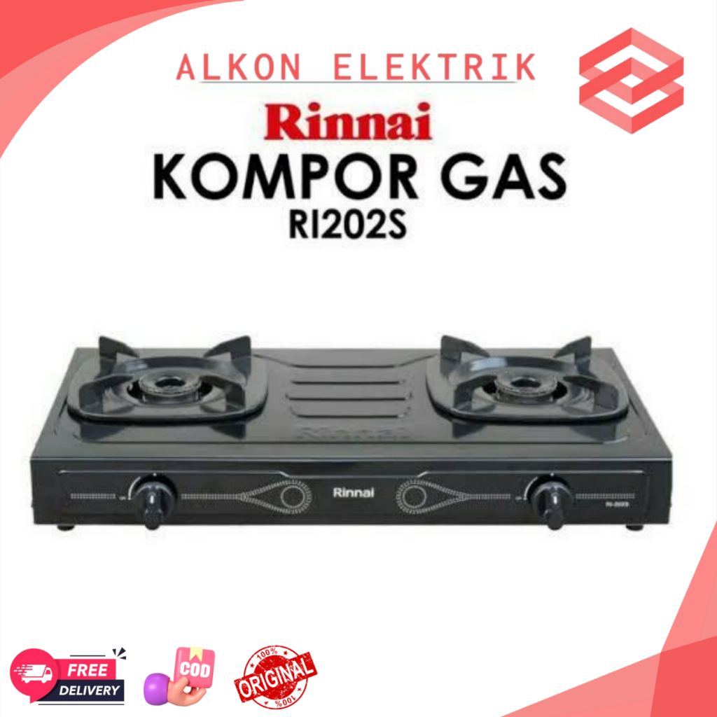 RINNAI Kompor Gas 2 Tungku Teflon RI 202S//Kompor Gas RINNAI