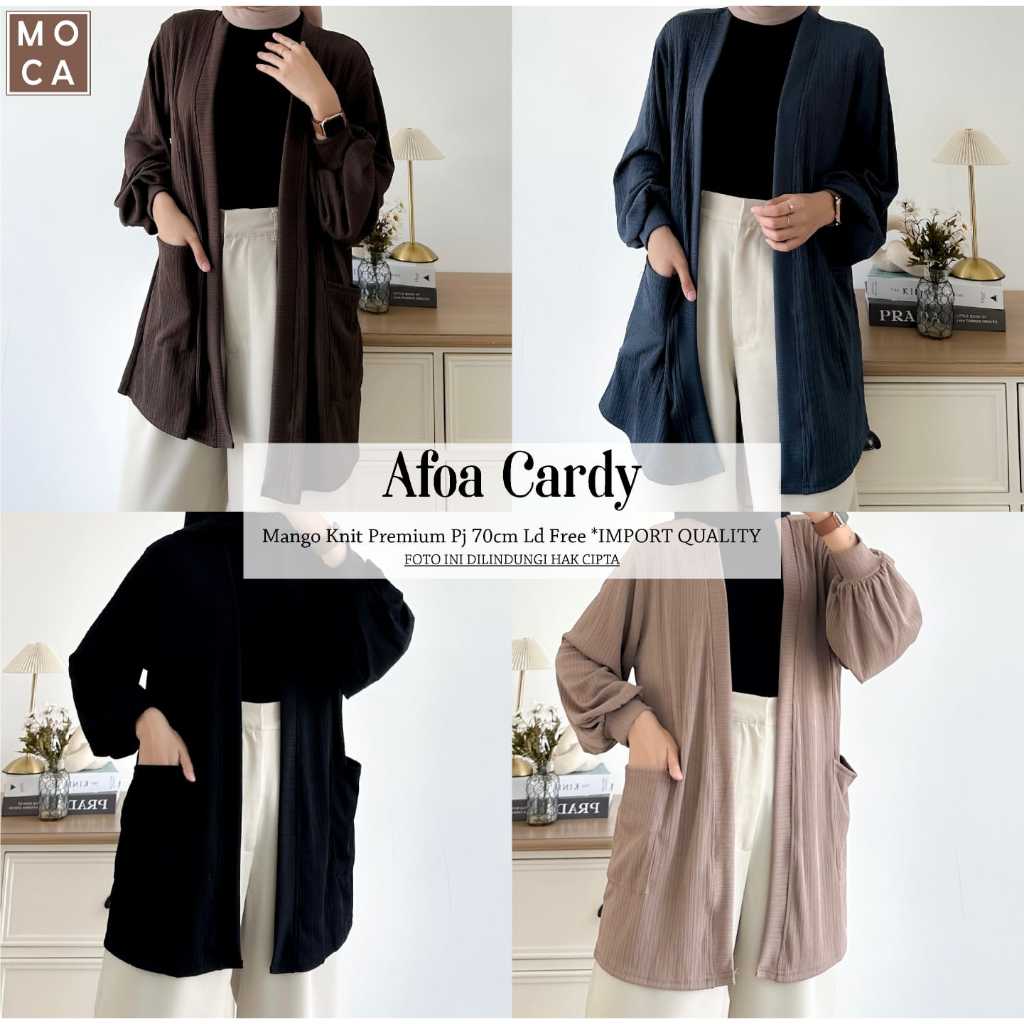 Afoa Cardy Mango Knit Premium Original Moca Cardigan Wanita
