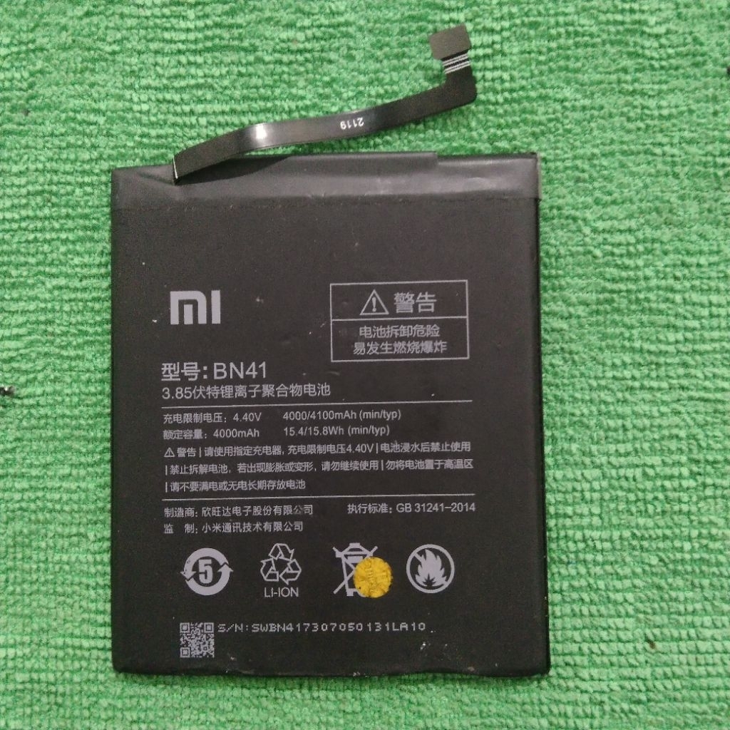 BATTREY BATTREY XIAOMI BN41 ASLI ORIGINAL COPOTAN FUNGSI NORMAL SUDAH DITEST TED
