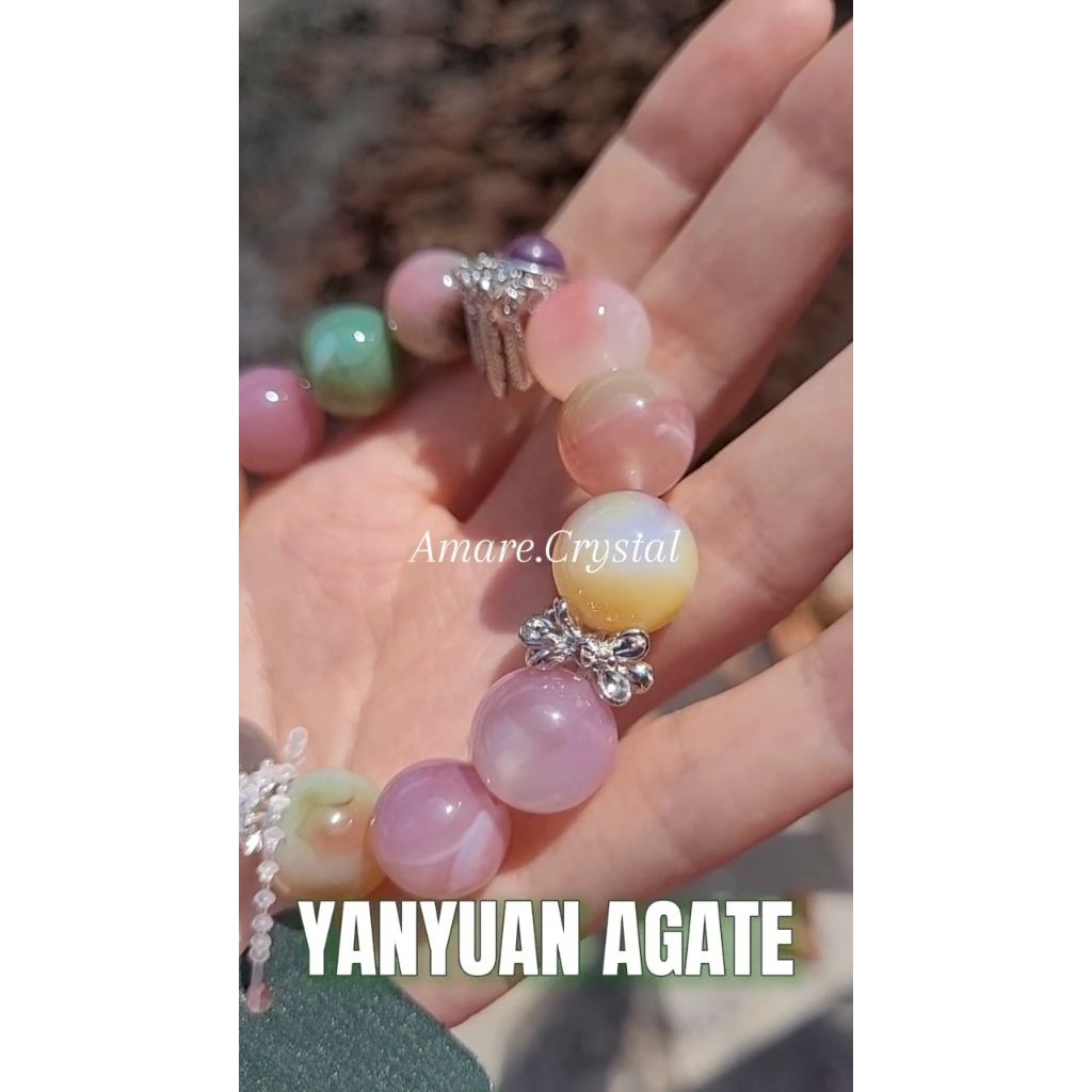 13mm YANYUAN AGATE Labradorite Lepidolite Mica Charm Spacer DIY Natural Crystal Bracelet Gelang Batu