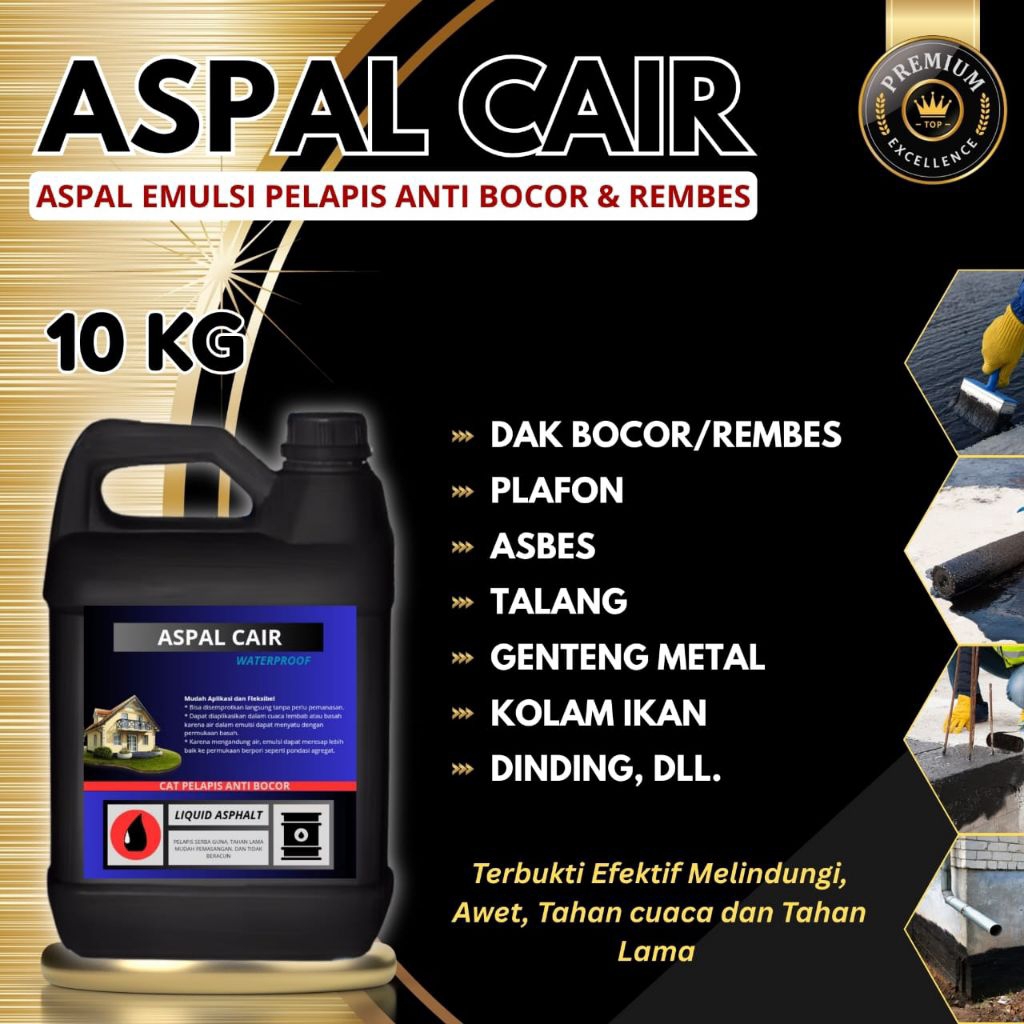 Aspal cair 10 kg { Premium Quality } - aspal cair waterproof anti bocor & rembes