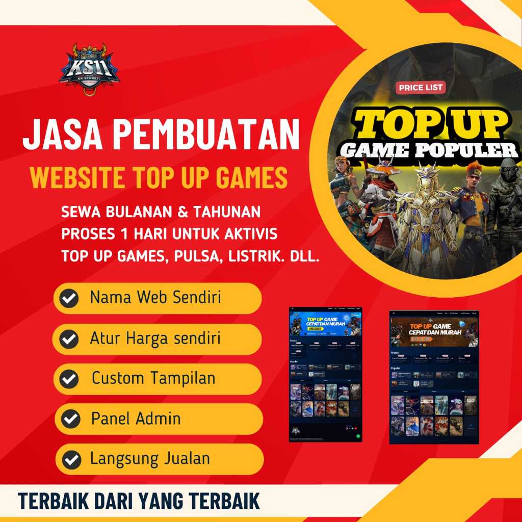 Jasa Pembuatan Website Top Up Game / Sewa Website Top Up Bulanan & Tahunan