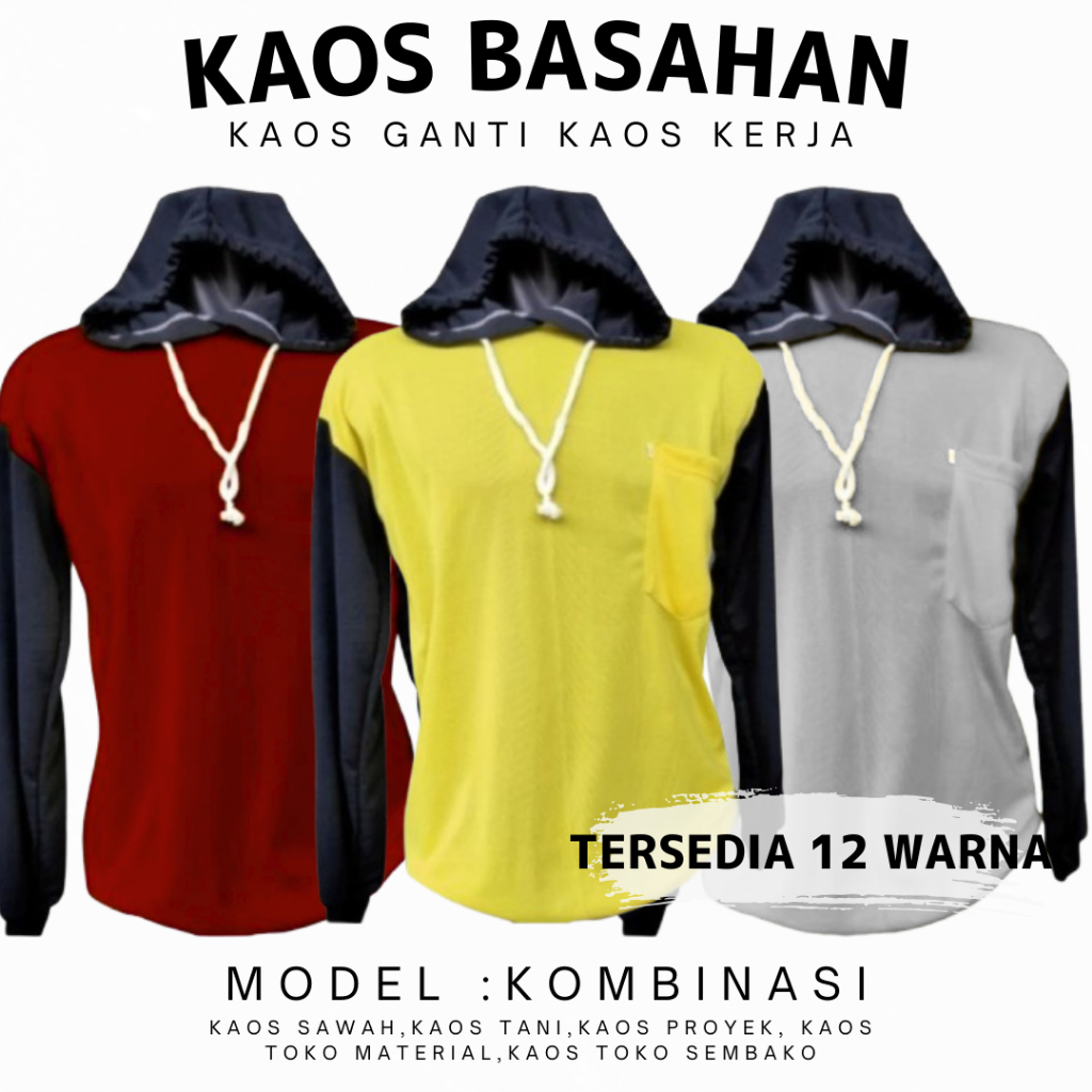 "READY" Kaos Proyek Kaos  Tani Kaos Sawah | Bahan Adem, Lengan Panjang Kupluk ada Saku Kantong