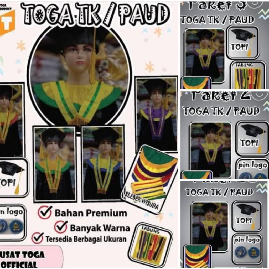 BAJU TOGA WISUDA TK/PAUD PAKET HEMAT WITH LOGO TERMURAH