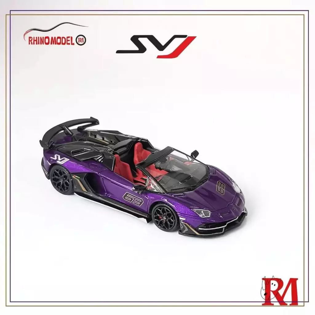 RHINO MODEL 1/64 LAMBORGHINI AVENTADOR SVJ ROADSTER CONVERTIBLE PURPLE